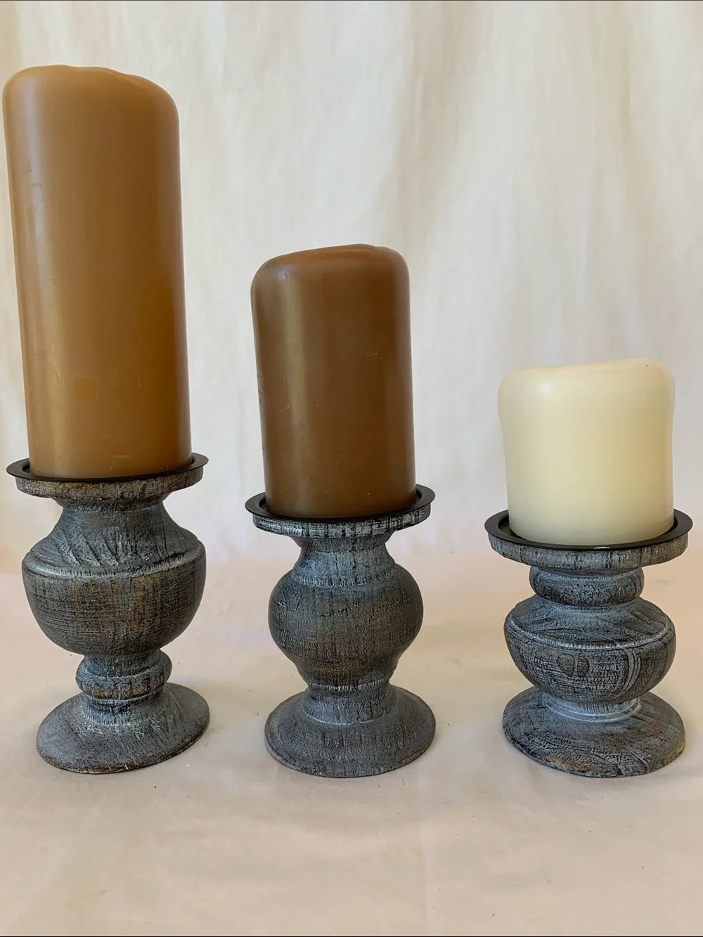 PartyLite Rustic Three-Piece Tiered Pillar Candle Holders - Picture 2 of 4